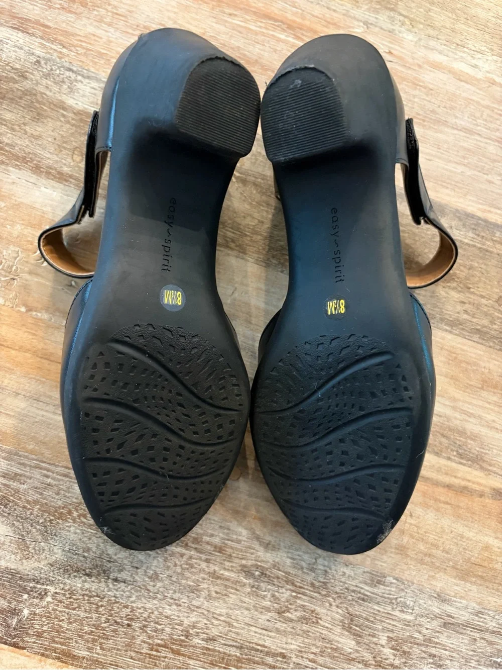 Easy Spirit Casity Mary Jane Pumps Black Size 8.5M Chunky Heel Comfort Strap